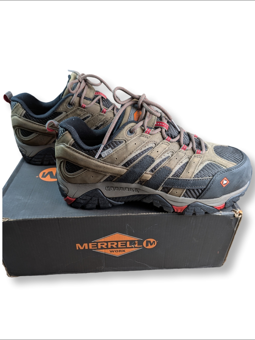 👀 Merrell Moab 2 Vent WTPF CT Comp Toe Work Shoe Boots Size 10 J15774 Boulder - Picture 7 of 9